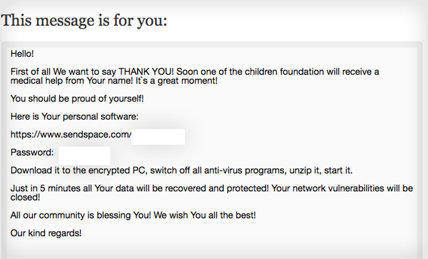 Child Ransomware Ransomware Claims to Fund Child Cancer Treatments