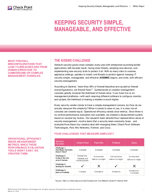 Keeping Security Simple, Manageable, and Effective
