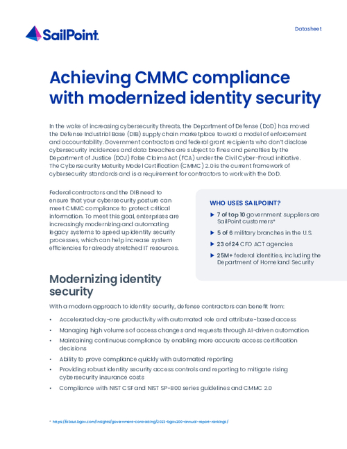 Achieving CMMC compliance with modernized identity security