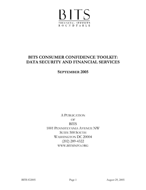 BITS Consumer Confidence Toolkit: Data Security and Financial Services