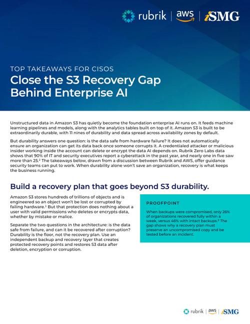 Close the S3 Recovery Gap Behind Enterprise AI