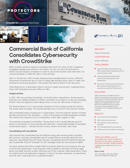 Commercial Bank of California Consolidates Cybersecurity with CrowdStrike