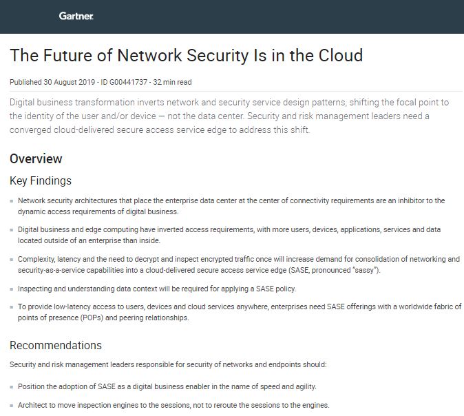 Gartner Report: The Future of Network Security Is in the Cloud
