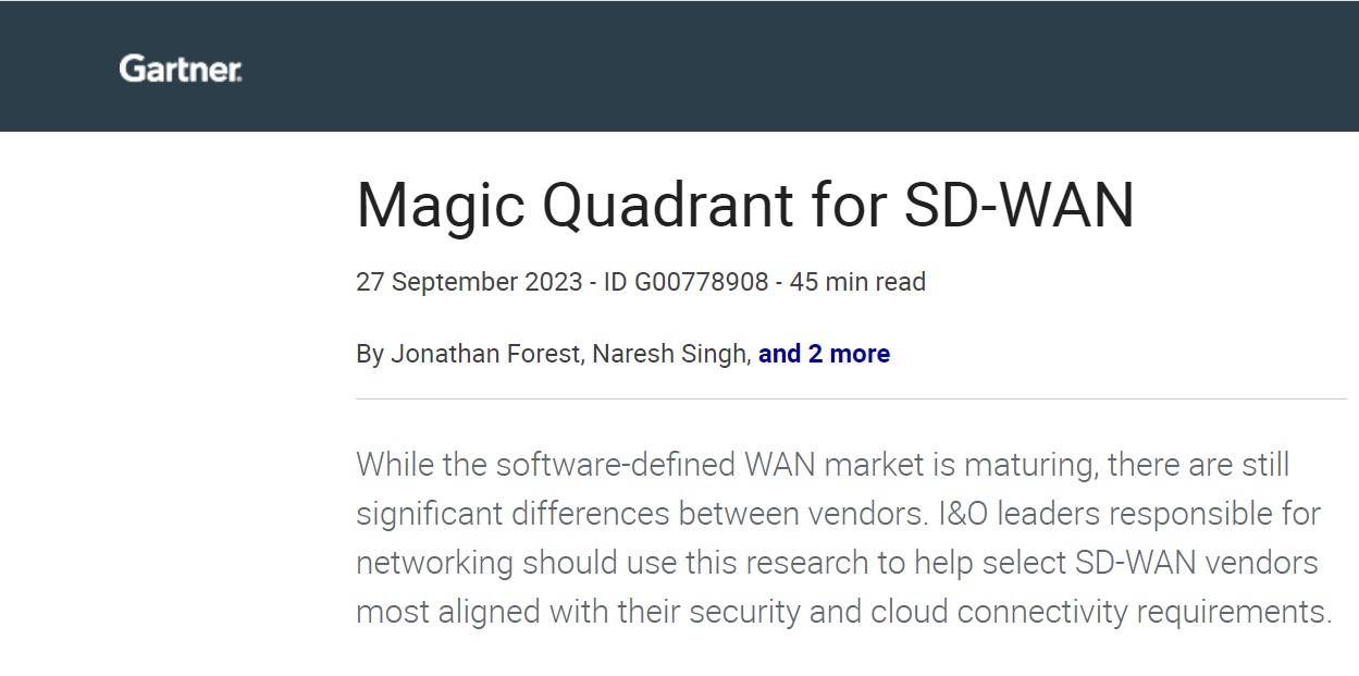 Gartner Report | Magic Quadrant for SD-WAN