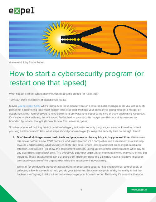 Securing Program Launches How to Start a Cybersecurity Program (or Restart One that Lapsed)