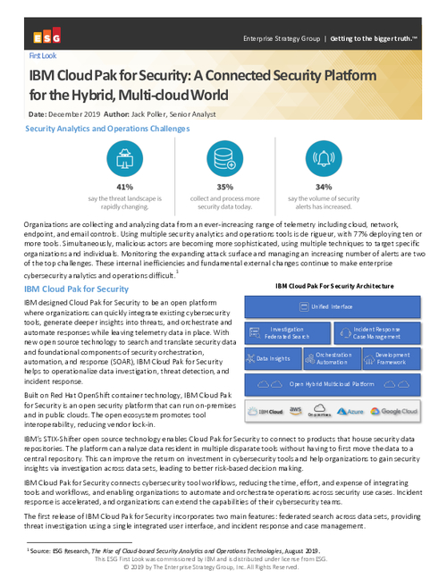 ESG Technical First IBM Cloud Pak for Security: A connected security ...