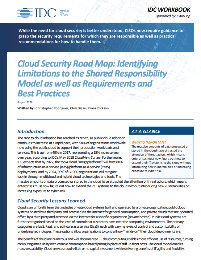 IDC Workbook: Best Practices for Cloud Security