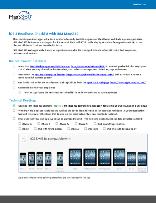 Ios Checklist iOS 8 Readiness Checklist - BankInfoSecurity