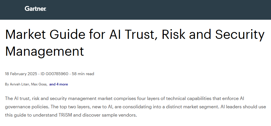 Market Guide for AI Trust, Risk and Security Management