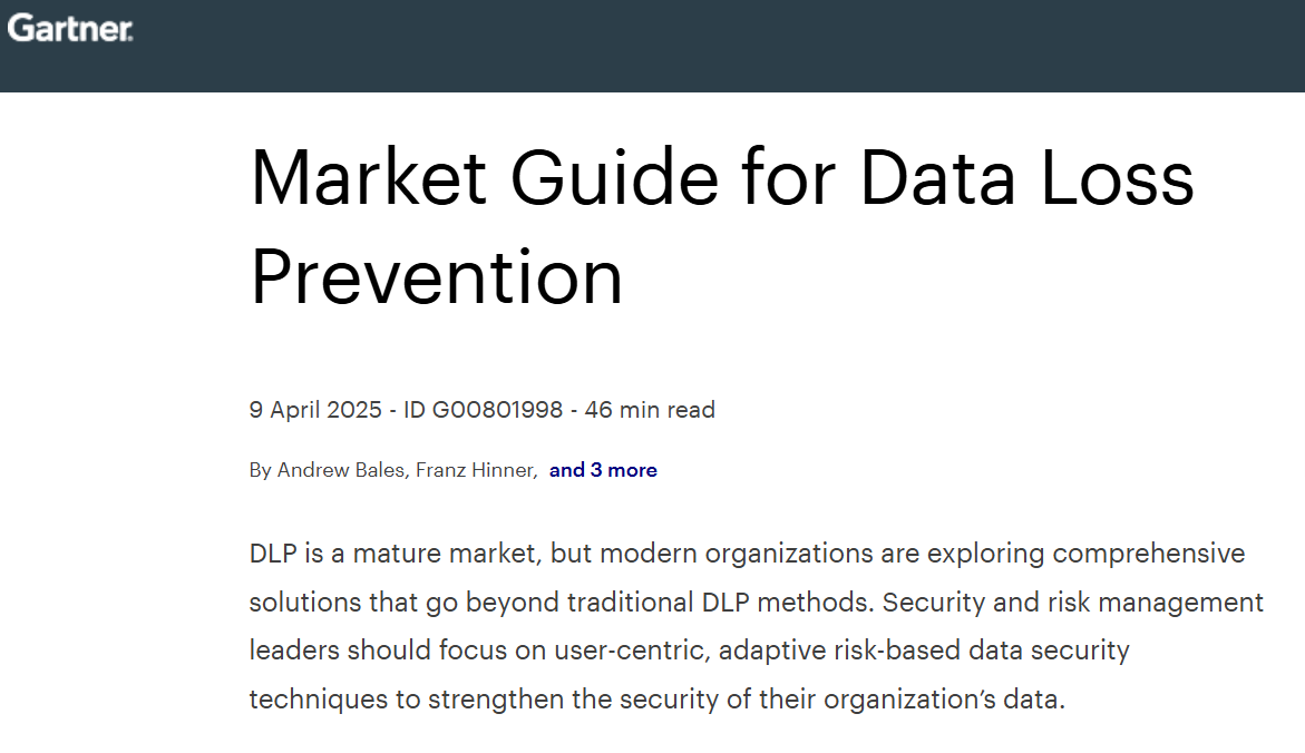 Gartner® Market Guide for Data Loss Prevention