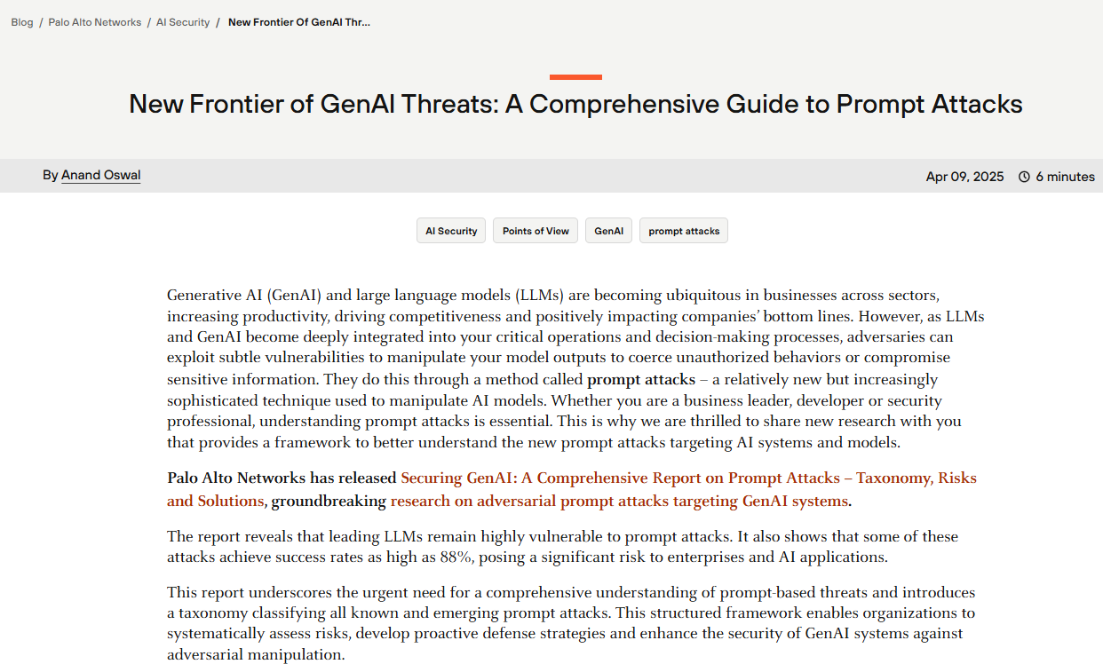 New Frontier of GenAI Threats: A Comprehensive Guide to Prompt Attacks